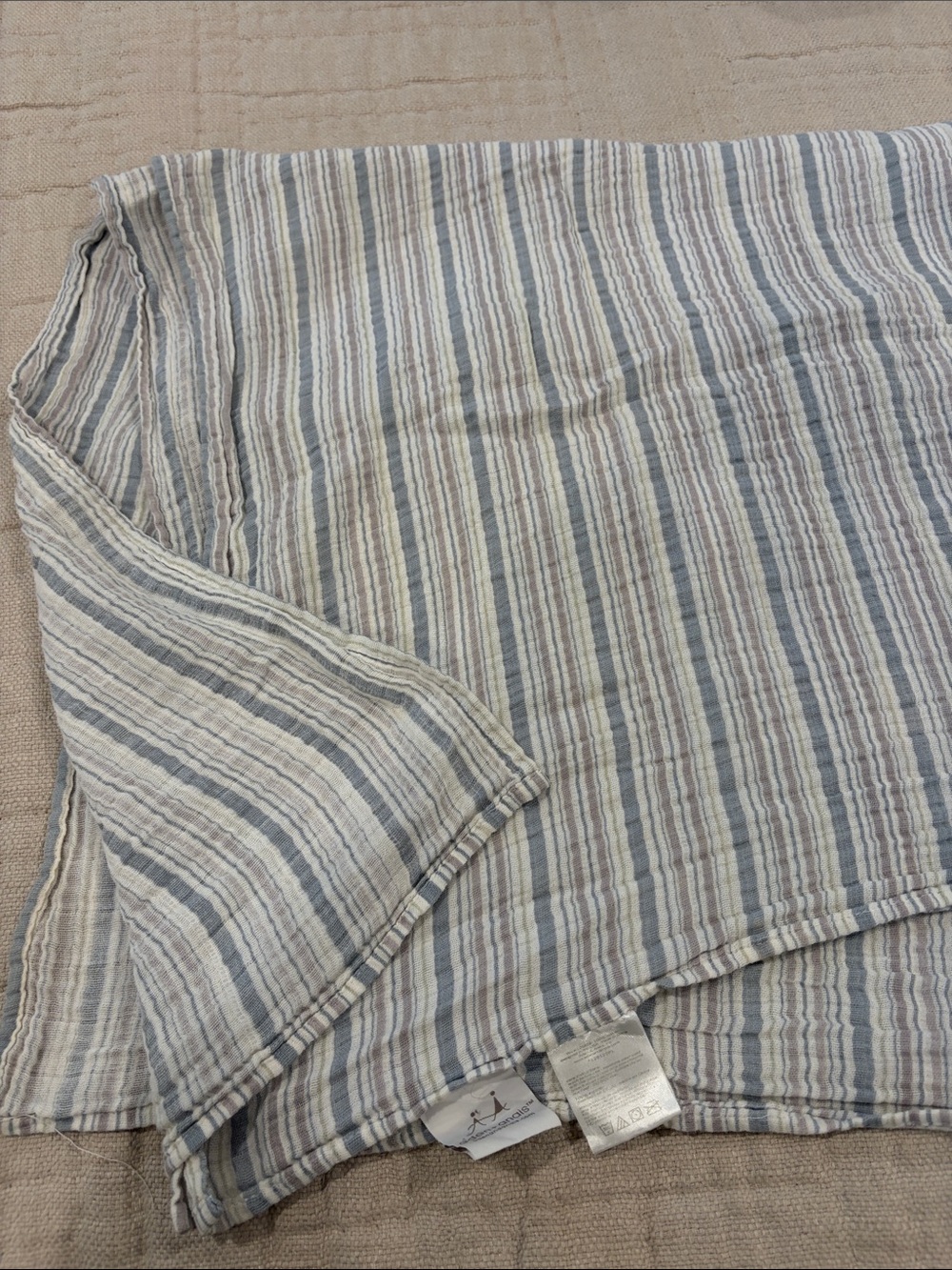 Aden + Anais Lightweight Stripe blue Cream 100% cotton Muslin swaddle blanket